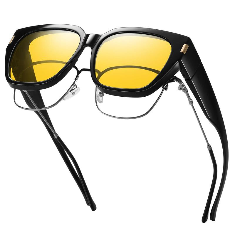 HAOLOTA Night Vision Glasses - Polarized Anti-Glare Wrap-Around Sunglasses for Clear Vision in Low Light, Perfect for Men & Women