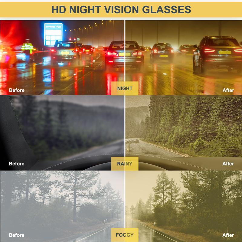 HAOLOTA Night Vision Glasses - Polarized Anti-Glare Wrap-Around Sunglasses for Clear Vision in Low Light, Perfect for Men & Women