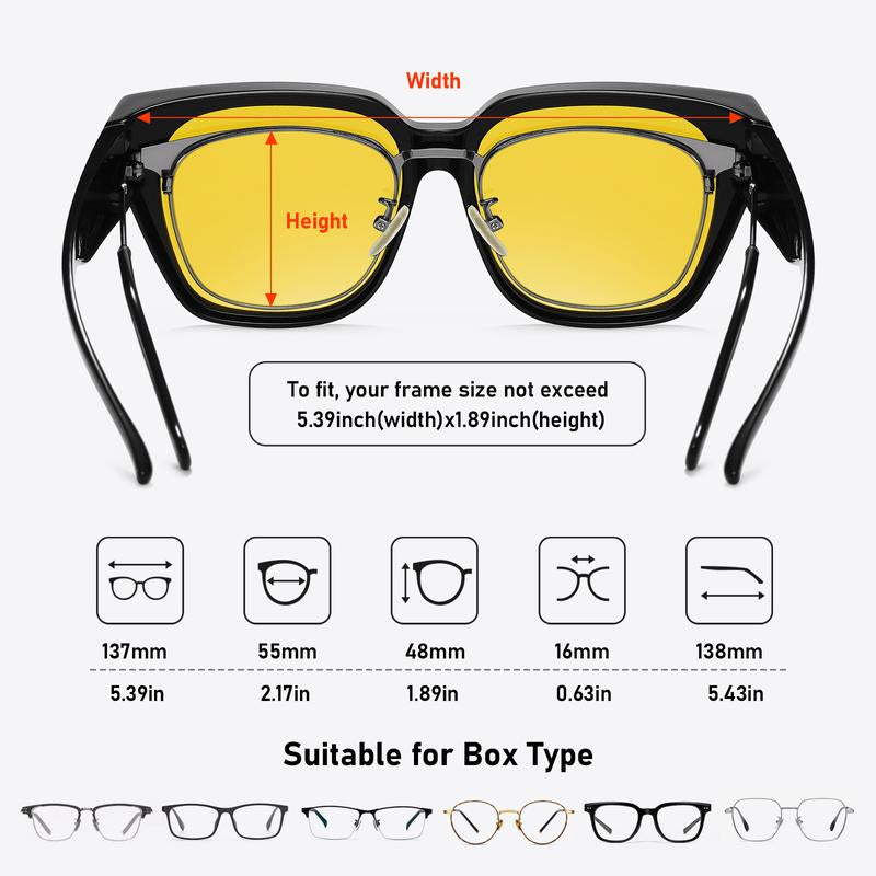 HAOLOTA Night Vision Glasses - Polarized Anti-Glare Wrap-Around Sunglasses for Clear Vision in Low Light, Perfect for Men & Women